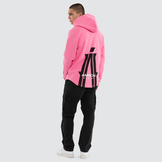Model wears Ego Dual Curved Hoodie Pink Hoodies Pink – image 2