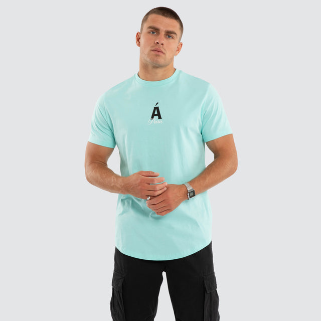 Model wears Saint Dual Curved Tee Auruba Blue T-Shirts Blue – image 3