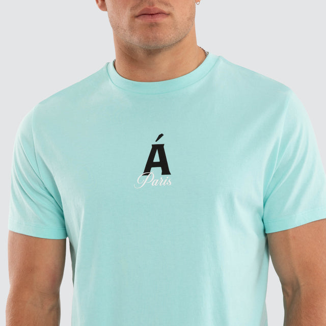 Model wears Saint Dual Curved Tee Auruba Blue T-Shirts Blue – image 4