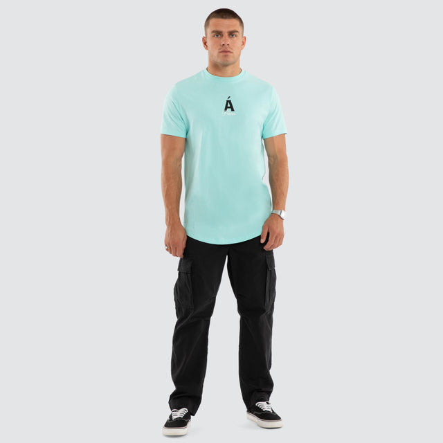 Model wears Saint Dual Curved Tee Auruba Blue T-Shirts Blue – image 2