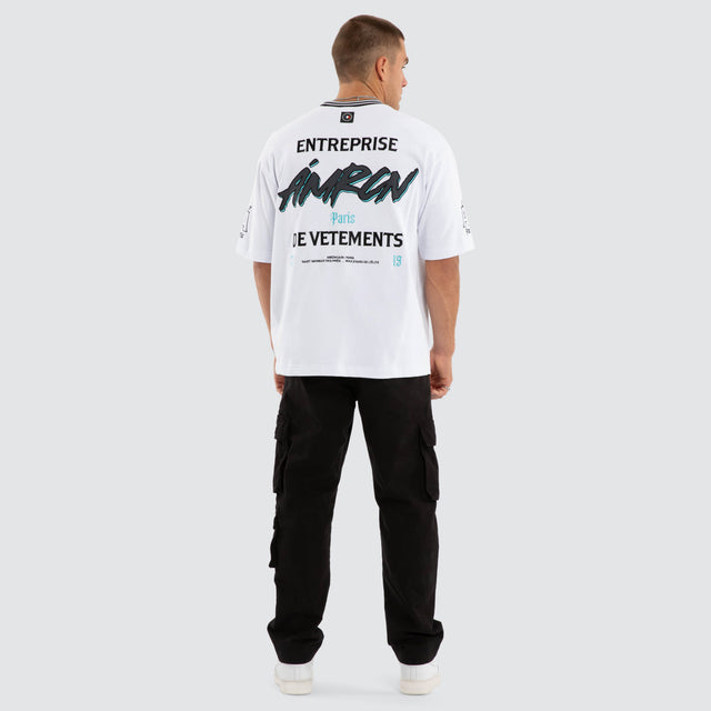 Model wears Fate Loopback Oversized Tee Optical White T-Shirts White – image 5