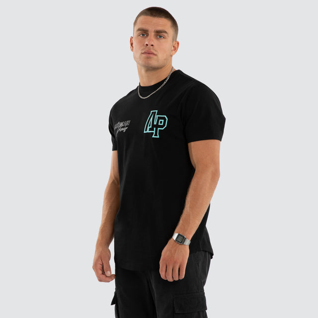 Model wears Axis Dual Curved Tee Jet Black T-Shirts Black – image 3