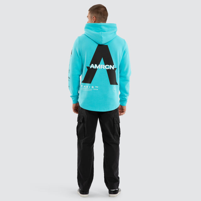 Model wears Delta Dual Curved Hoodie Blue Curacao Hoodies Blue – image 5