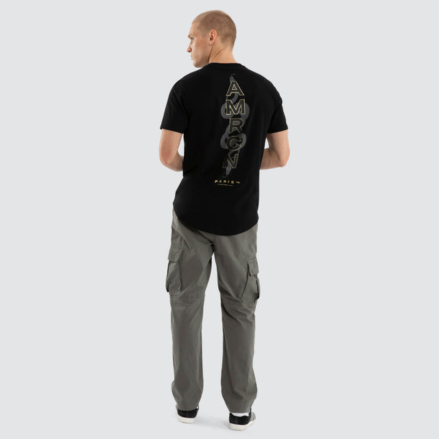 Model wears Viper Dual Curved Tee Jet Black T-Shirts Black – image 3