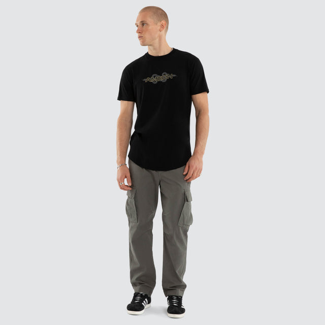 Model wears Viper Dual Curved Tee Jet Black T-Shirts Black – image 2