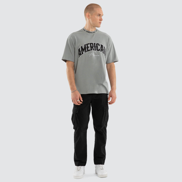 Model wears Realm Box Fit Tee Neutral Grey T-Shirts  – image 5