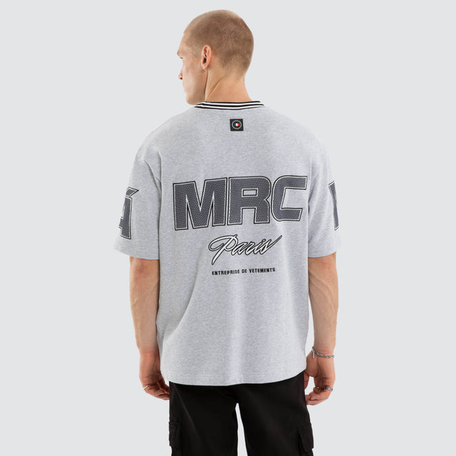 Model wears Aura Loopback Oversized Tee Grey Marle T-Shirts Grey – image 1