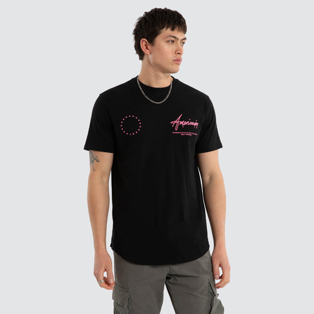 Model wears Aftershock Dual Curved Tee Jet Black T-Shirts Black – image 2
