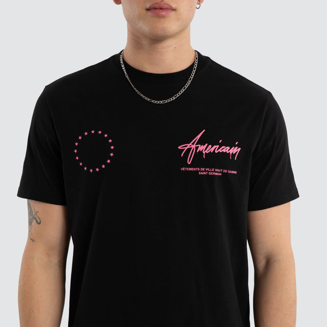 Model wears Aftershock Dual Curved Tee Jet Black T-Shirts Black – image 6