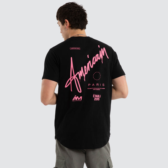 Model wears Aftershock Dual Curved Tee Jet Black T-Shirts Black – image 1
