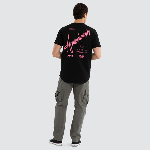 Model wears Aftershock Dual Curved Tee Jet Black T-Shirts Black – image 5