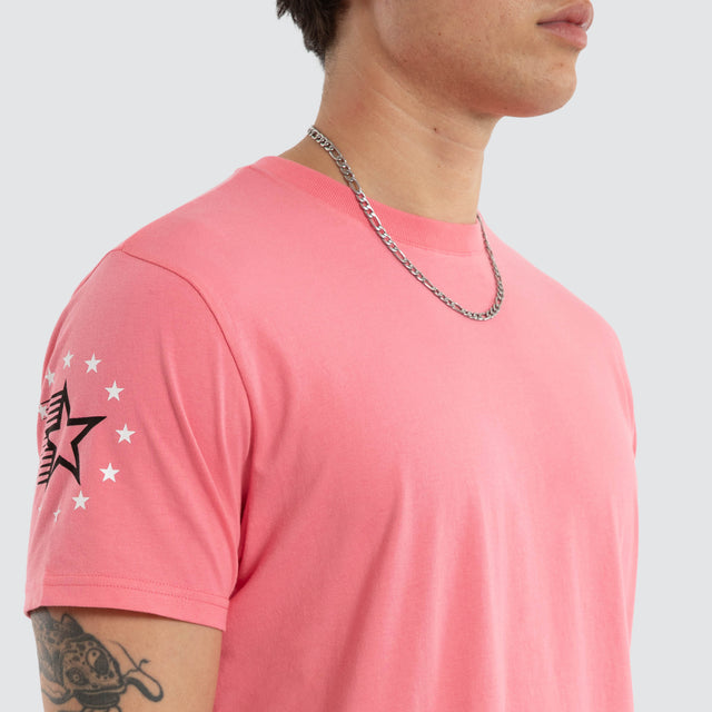 Model wears Neonrage Dual Curved Tee Pink Lemonade T-Shirts Pink – image 1