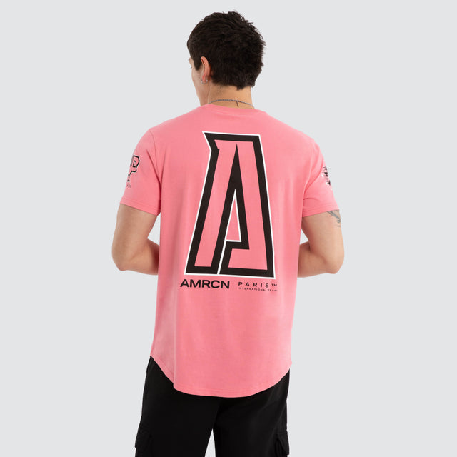 Model wears Neonrage Dual Curved Tee Pink Lemonade T-Shirts Pink – image 2