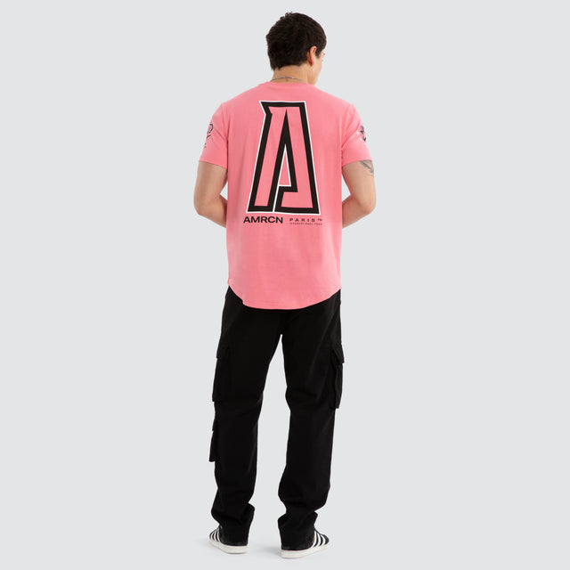 Model wears Neonrage Dual Curved Tee Pink Lemonade T-Shirts Pink – image 3