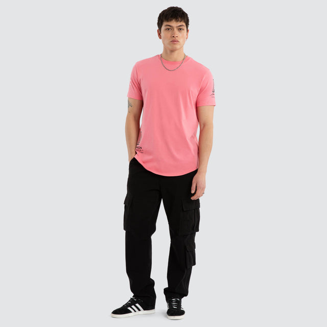 Model wears Neonrage Dual Curved Tee Pink Lemonade T-Shirts Pink – image 4
