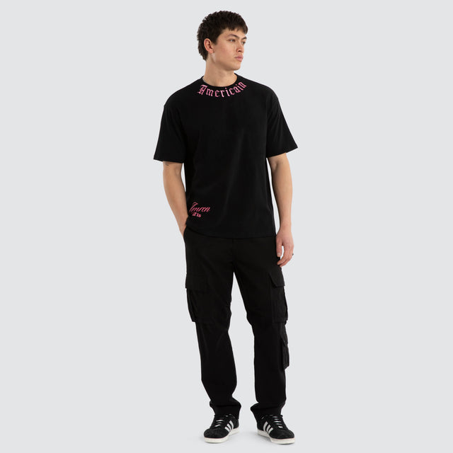 Model wears Overdrive Box Fit Tee Jet Black T-Shirts Black – image 4