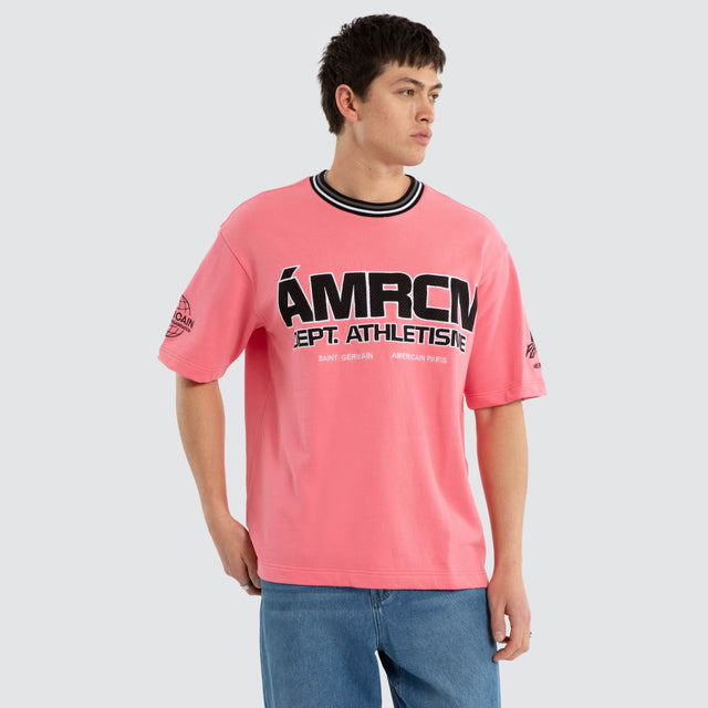 Model wears Volt Loopback Oversized Tee Pink Lemonade T-Shirts Pink – image 1