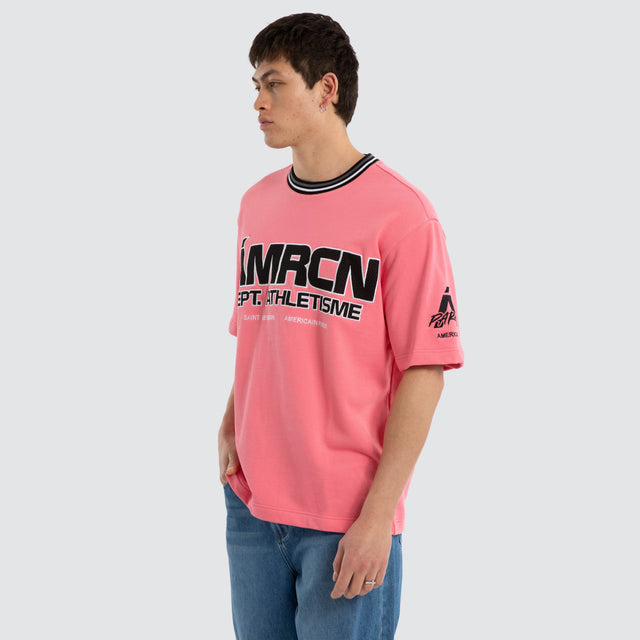 Model wears Volt Loopback Oversized Tee Pink Lemonade T-Shirts Pink – image 2