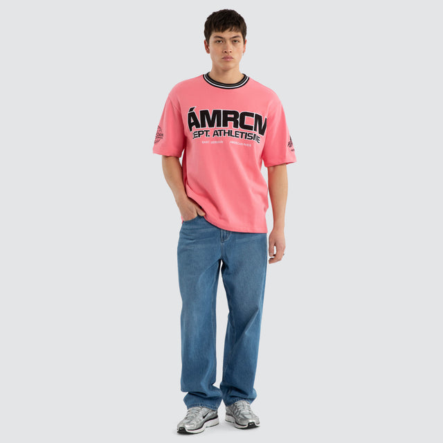 Model wears Volt Loopback Oversized Tee Pink Lemonade T-Shirts Pink – image 4