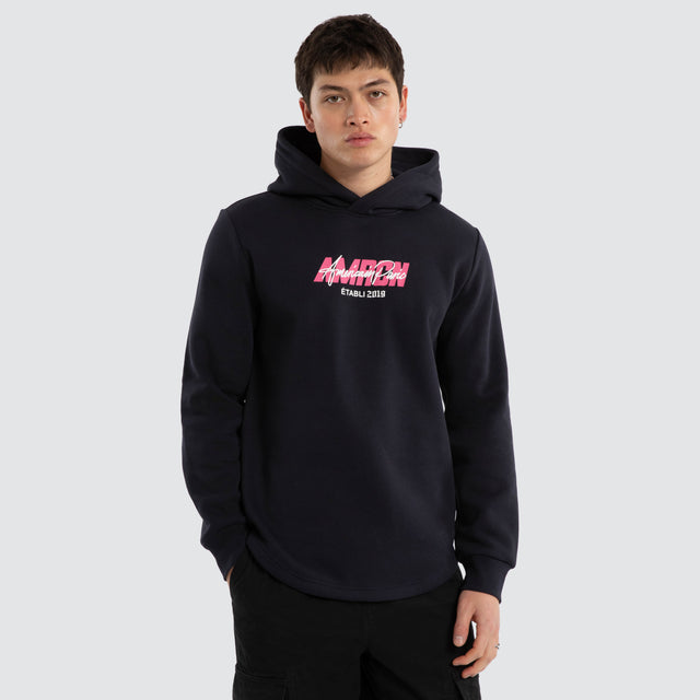 Model wears Killphase Dual Curved Hoodie Vulcan Hoodies Grey – image 4