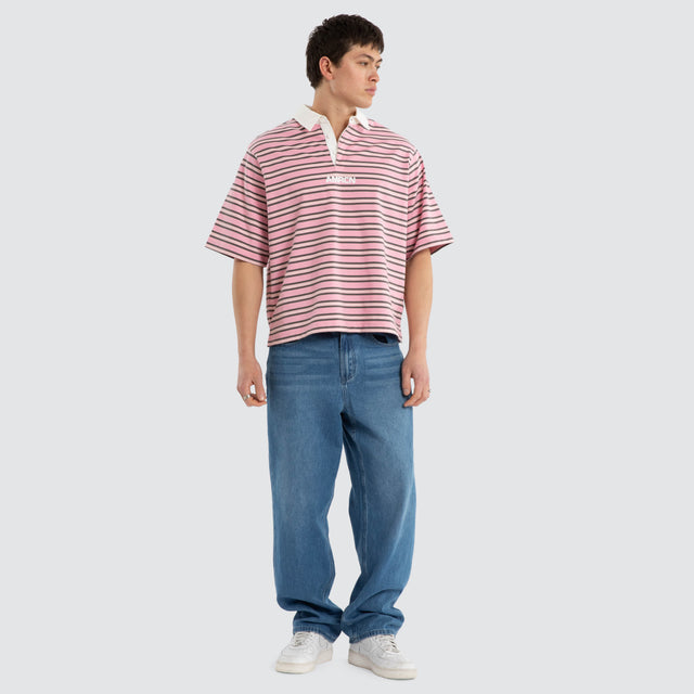Model wears Neapolitan SS Polo Pink/Brown SS Polo Brown – image 4
