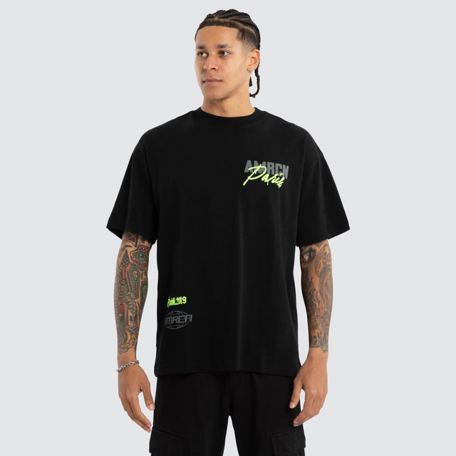 Model wears Deadlock Heavy Tee Jet Black T-Shirts Black – image 2