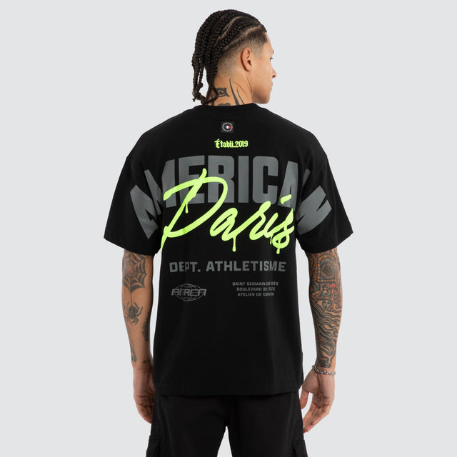 Model wears Deadlock Heavy Tee Jet Black T-Shirts Black – image 1