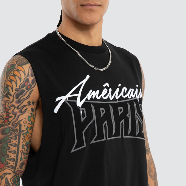 Model wears Ghostline Relaxed Muscle Jet Black Muscle Tees Black – image 6