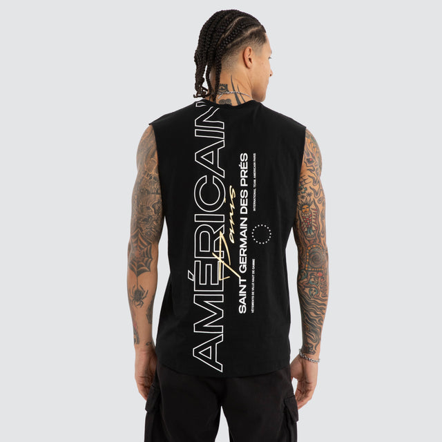 Model wears Corestrike Scoop Back Muscle Jet Black Muscle Tees Black – image 1