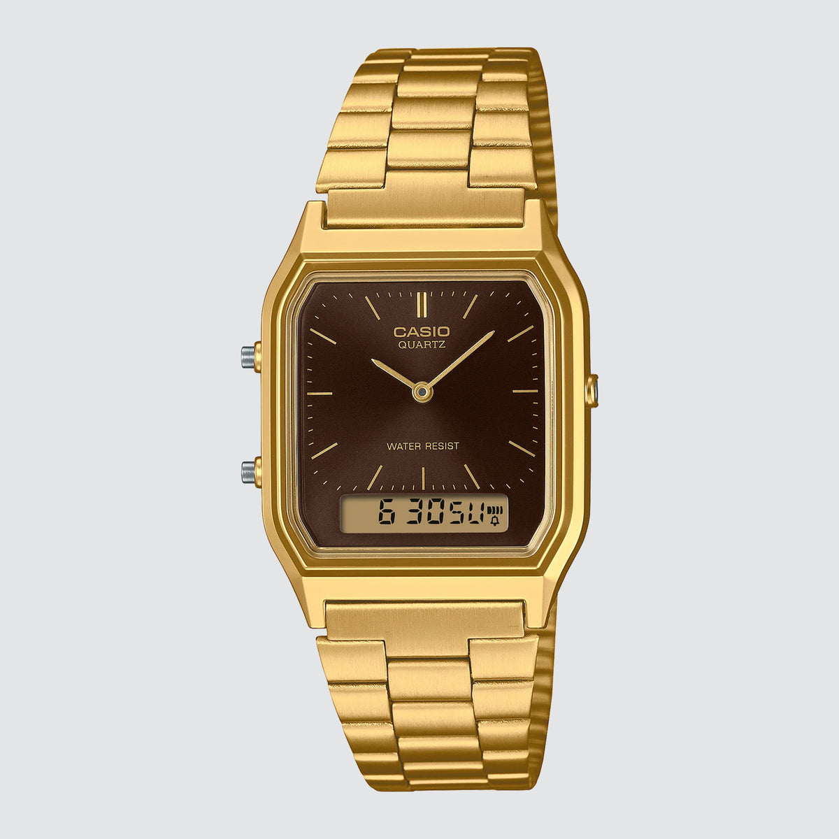 Casio Duo Square Case in Gold/Brown | Neverland Store