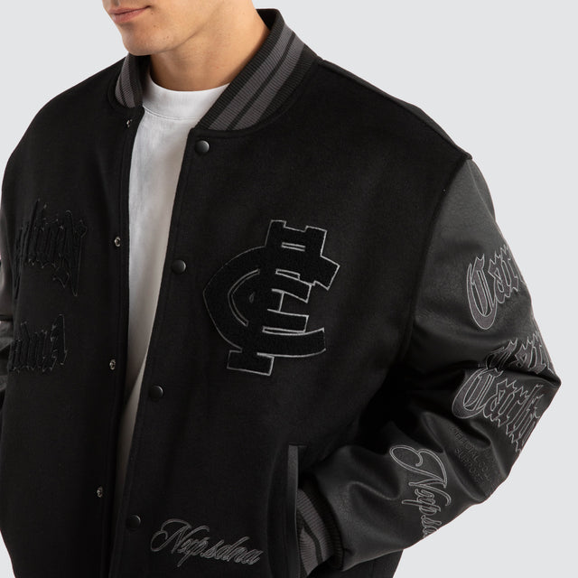 Carlton Blues AFL Ace Varsity Jacket Jet Black