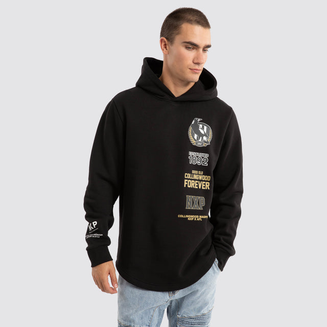 Collingwood Magpies AFL Spine Hoodie Jet Black