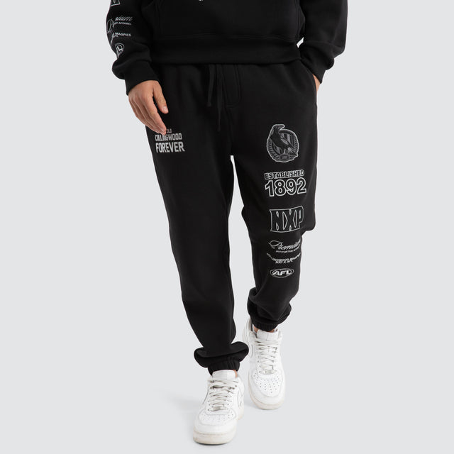 Collingwood Magpies AFL Mono Trackpants Jet Black