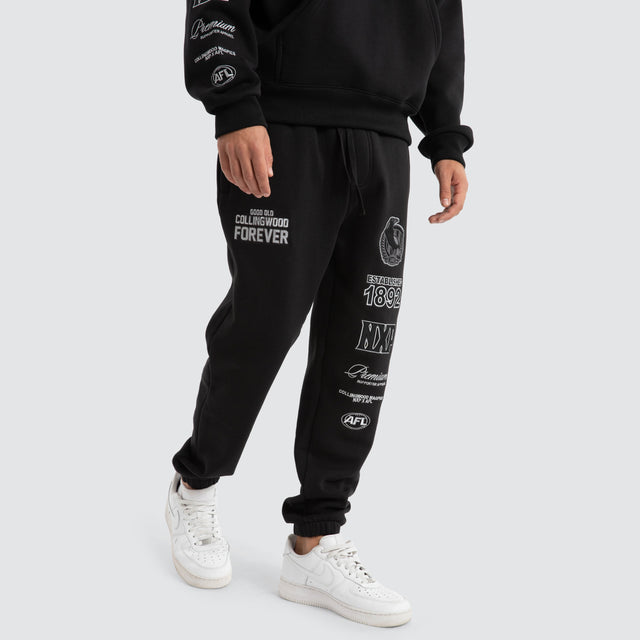 Collingwood Magpies AFL Mono Trackpants Jet Black