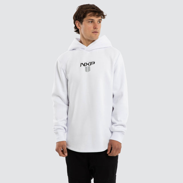 Model wears Crew Dual Curved Hoodie Optical White Hoodies White – image 3