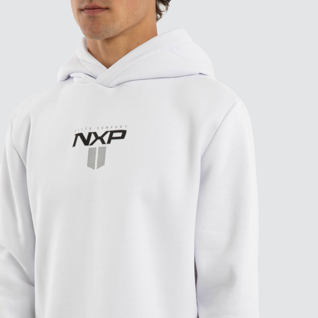 Model wears Crew Dual Curved Hoodie Optical White Hoodies White – image 4