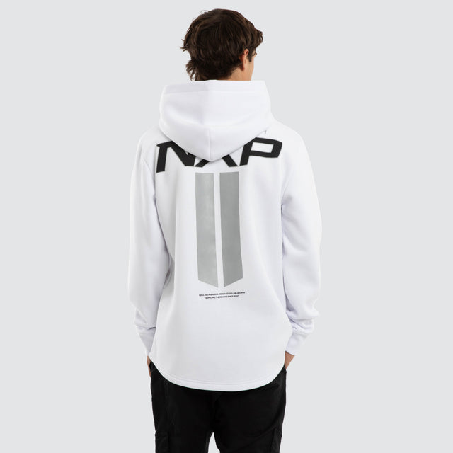 Model wears Crew Dual Curved Hoodie Optical White Hoodies White – image 1