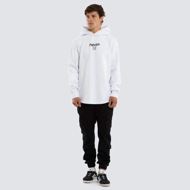 Model wears Crew Dual Curved Hoodie Optical White Hoodies White – image 2