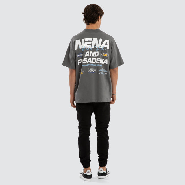 Model wears Network Raptor Tee Charcoal T-Shirts Grey – image 5