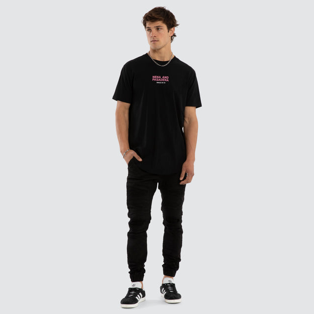 Linear Dual Curved Tee Jet Black