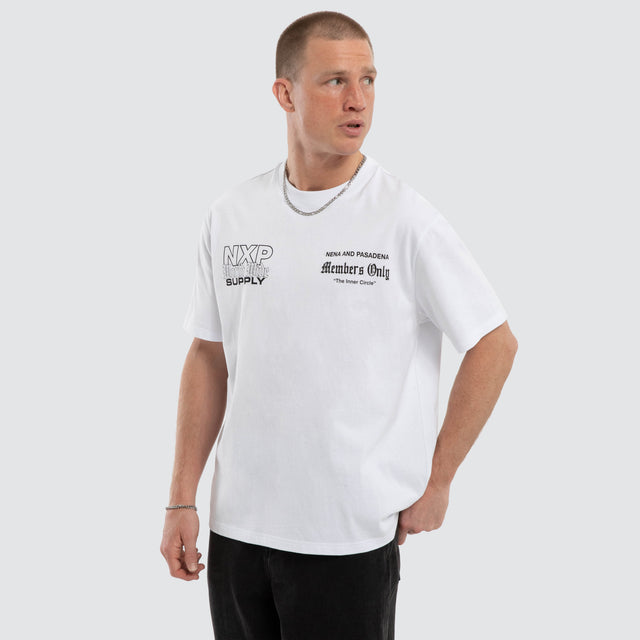 Model wears Dominant Classic Tee Optical White T-Shirts White – image 3