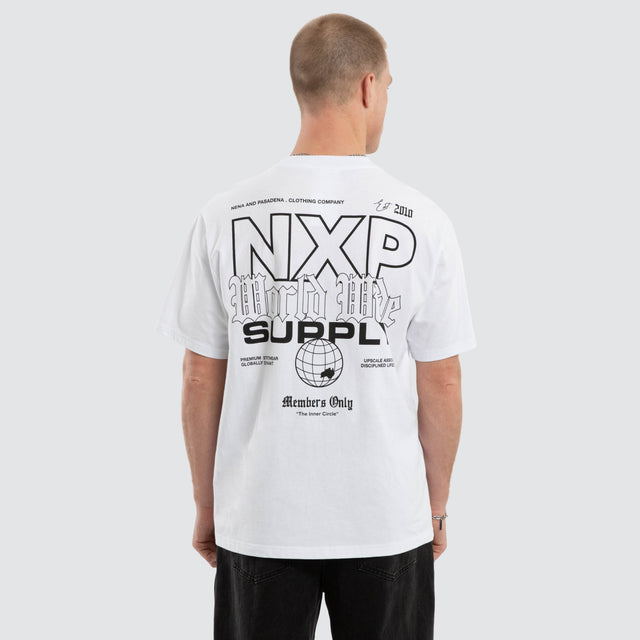Model wears Dominant Classic Tee Optical White T-Shirts White – image 1