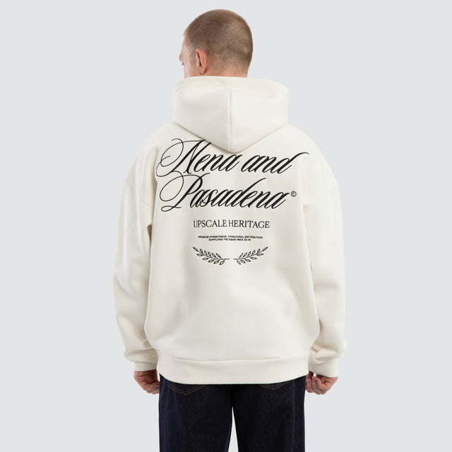 Model wears Etiquette Box Fit Hoodie Natural White Hoodies White – image 1