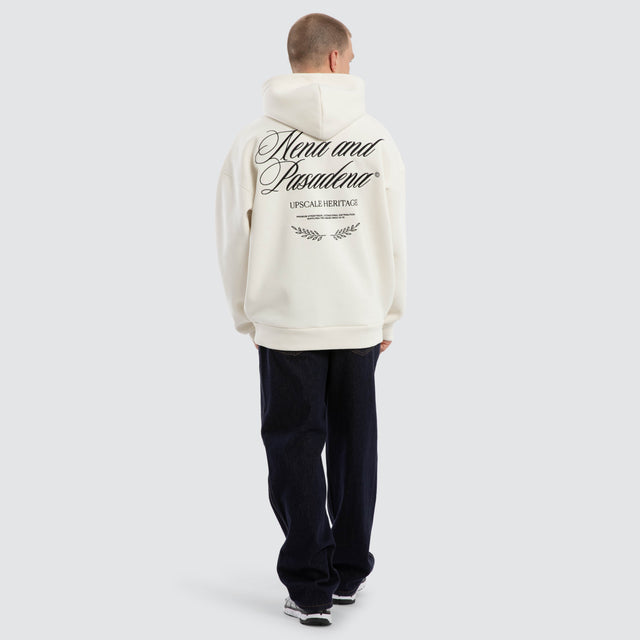 Model wears Etiquette Box Fit Hoodie Natural White Hoodies  – image 5