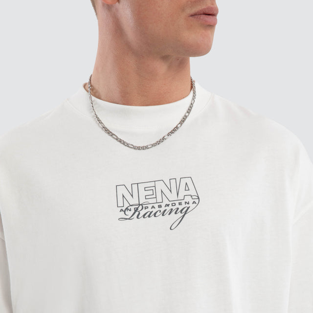 Model wears Strategy Raptor Tee Natural White T-Shirts White – image 4