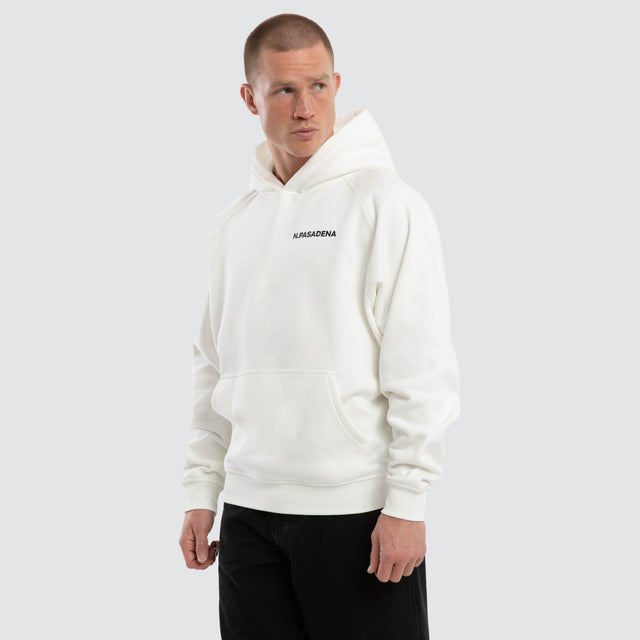 Model wears Marshal Raglan Fleece Hoodie Natural White Hoodies White – image 3