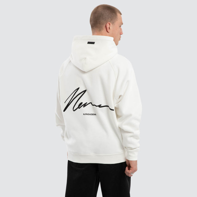 Model wears Marshal Raglan Fleece Hoodie Natural White Hoodies White – image 1