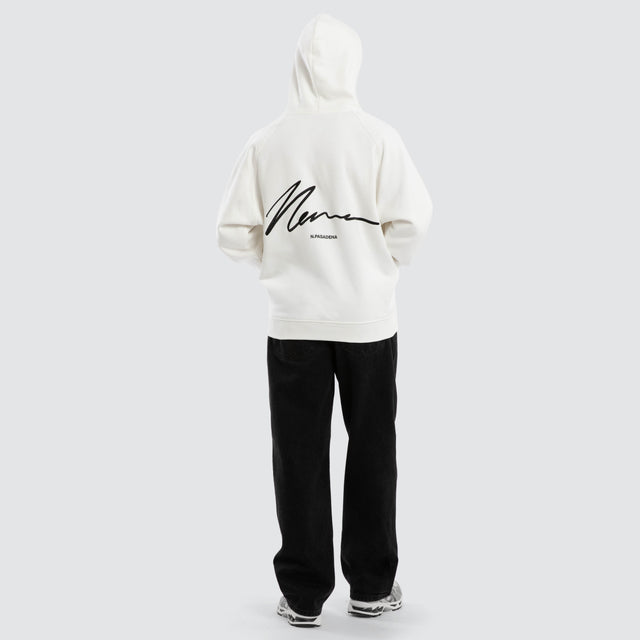 Model wears Marshal Raglan Fleece Hoodie Natural White Hoodies White – image 5