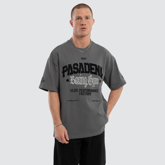 Model wears Victory Loopback Raptor Tee Charcoal T-Shirts Grey – image 1