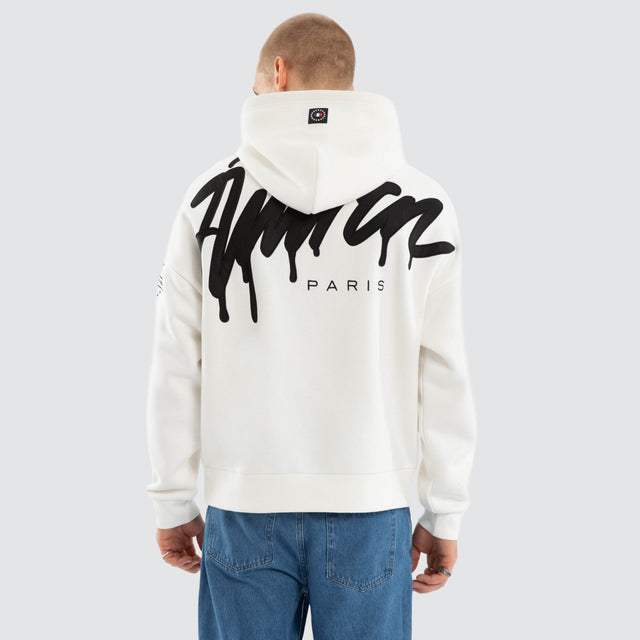 Model wears Idol Relaxed Drop Shoulder Hoodie Natural White Hoodies White – image 1